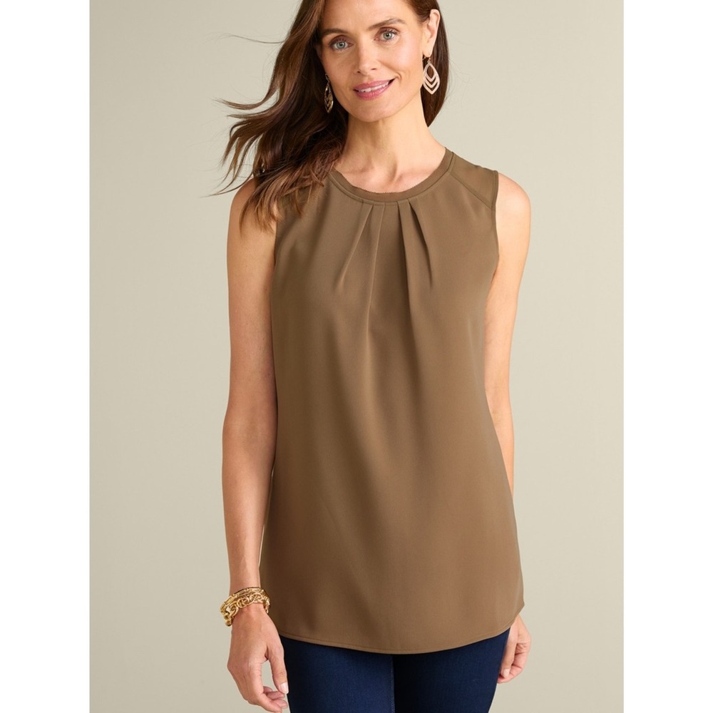 Soft Surroundings Teagan Tunic XL Taupe Sleeveless Top